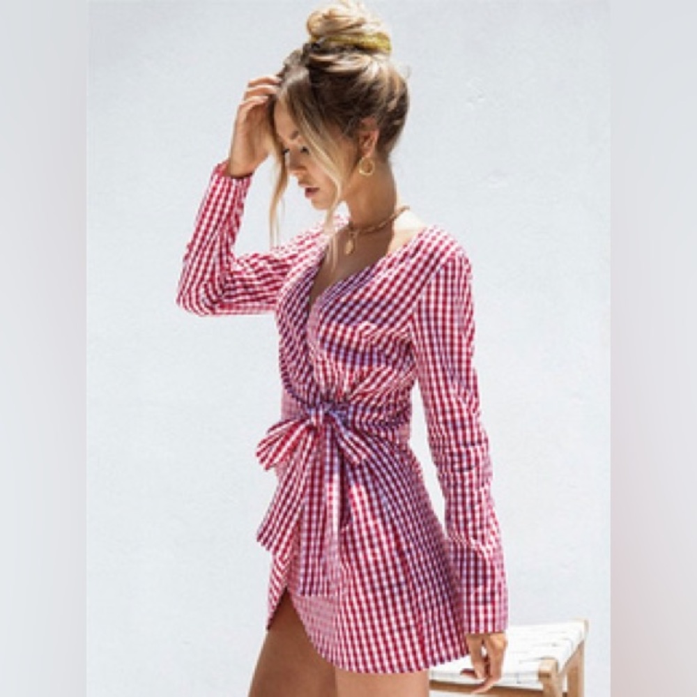 Sabo skirt red and white gingham checkered mini dress